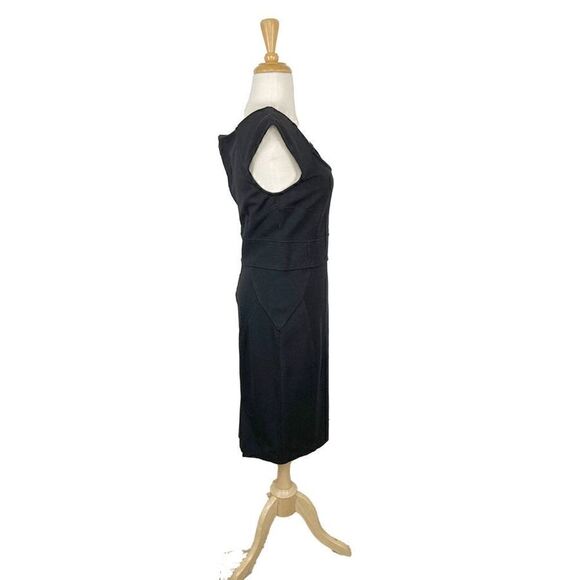 Diane Von Furstenberg S VTG 12 Black Sheath Dress Y2K Midi Minimalist Tailored - Picture 2 of 11
